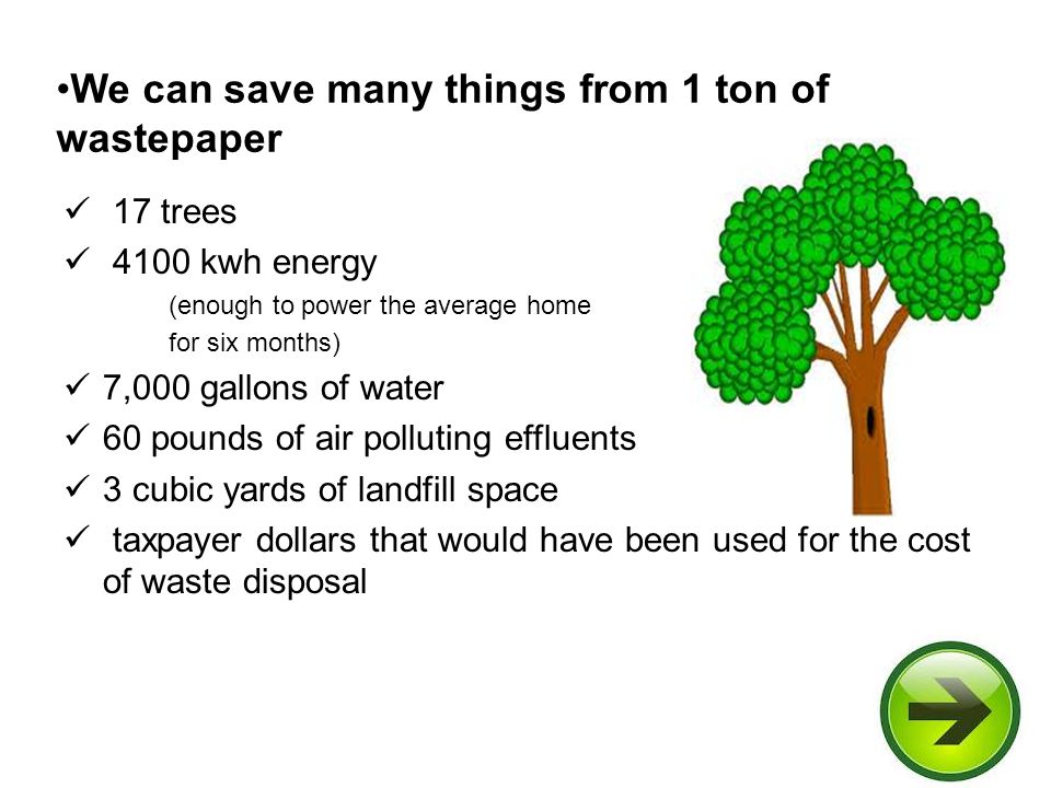 We can save many things from 1 ton of wastepaper