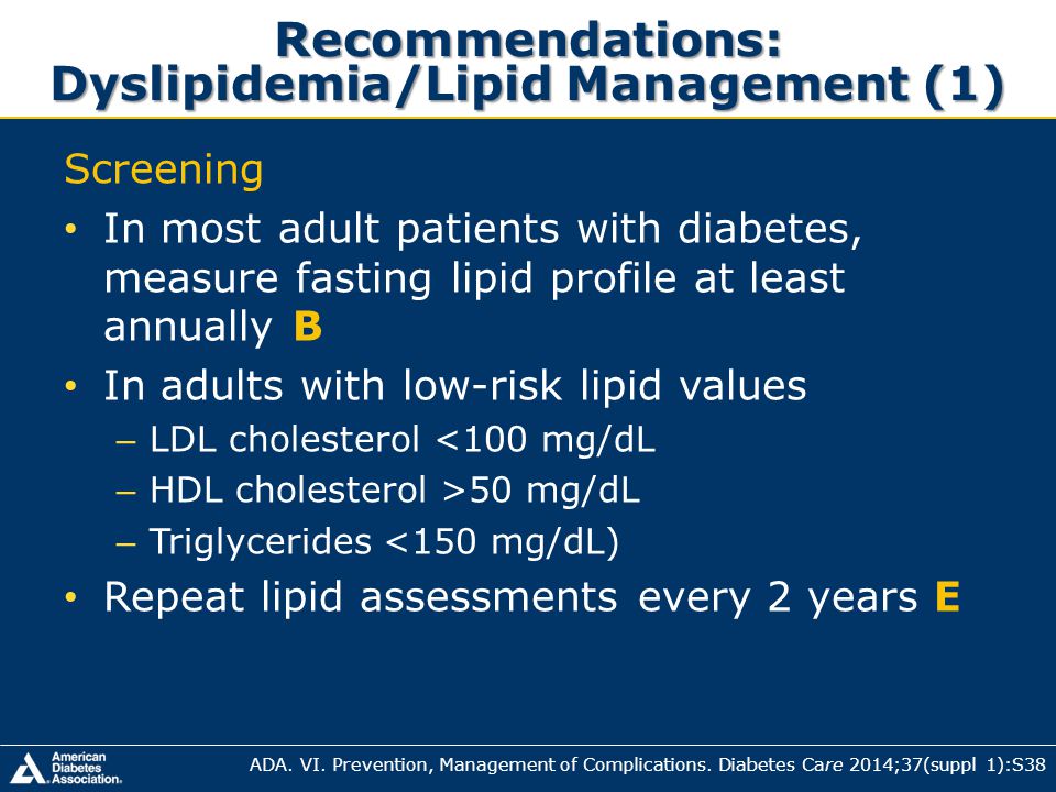Recommendations: Dyslipidemia/Lipid Management (1)