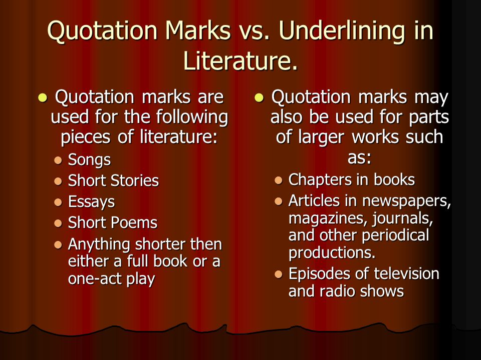 Quotation Marks vs. Underlining in Literature.