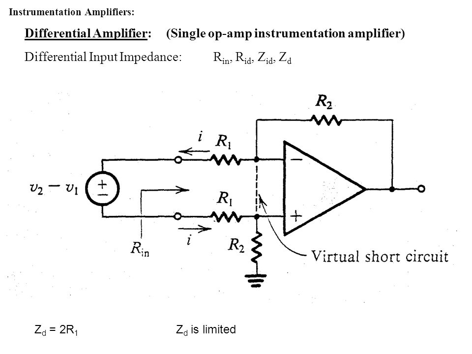 Differential Amplifier: (Single op-amp instrumentation amplifier)