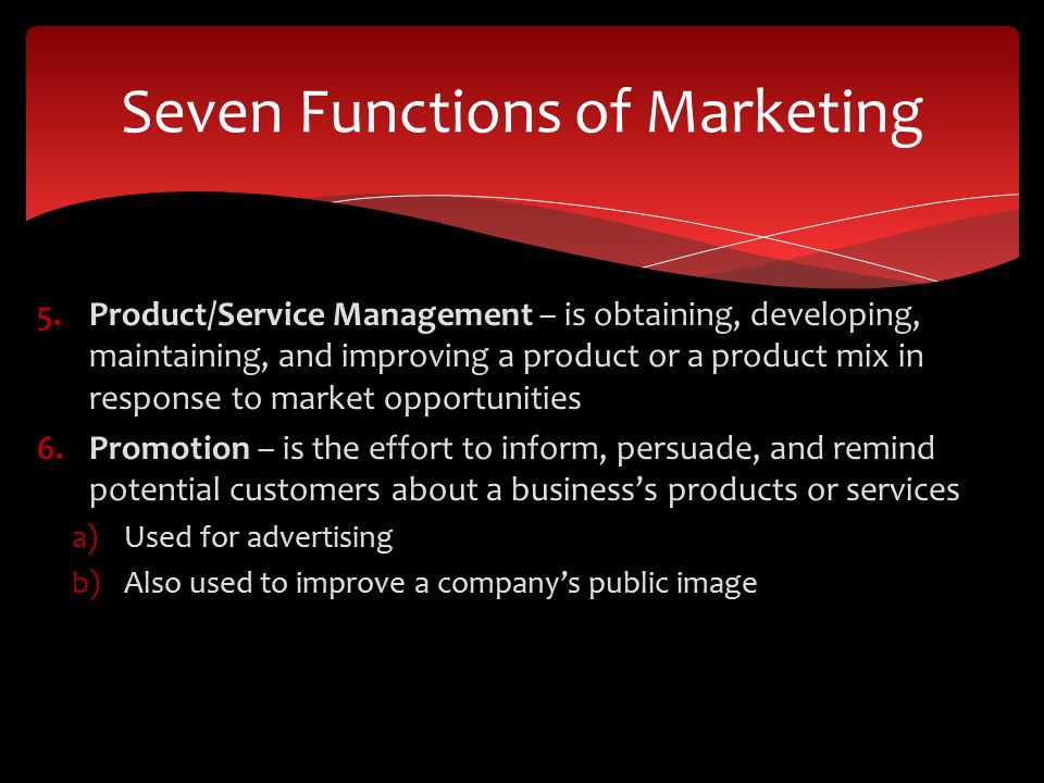 Seven Functions of Marketing