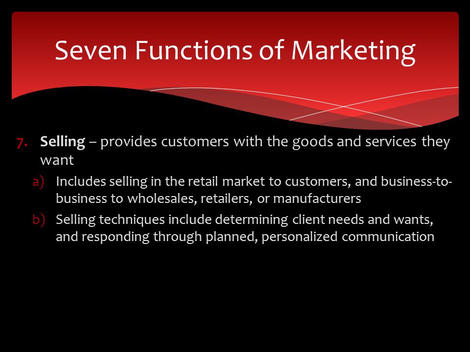 Seven Functions of Marketing
