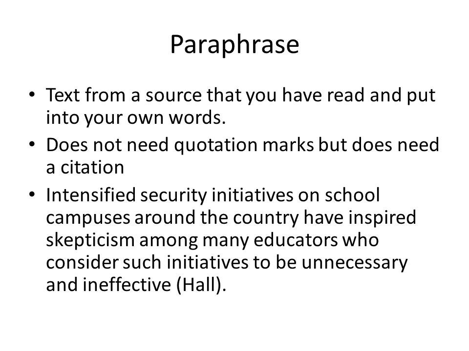 how to paraphrase a quote examples