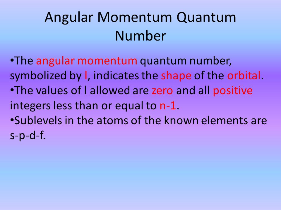 Angular Momentum Quantum Number