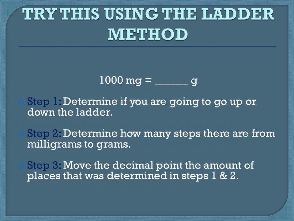 TRY THIS USING THE LADDER METHOD