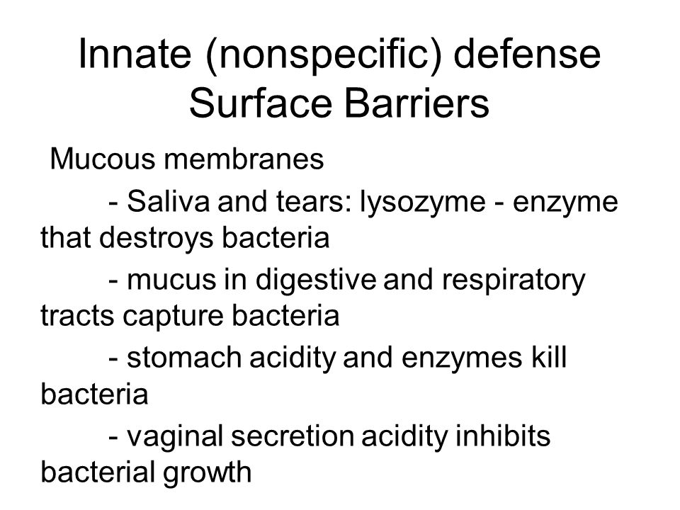 Innate (nonspecific) defense Surface Barriers