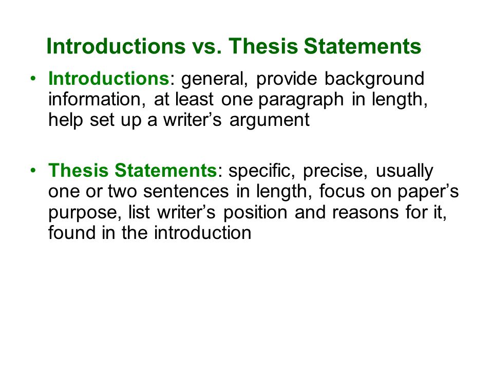 Introductions vs. Thesis Statements