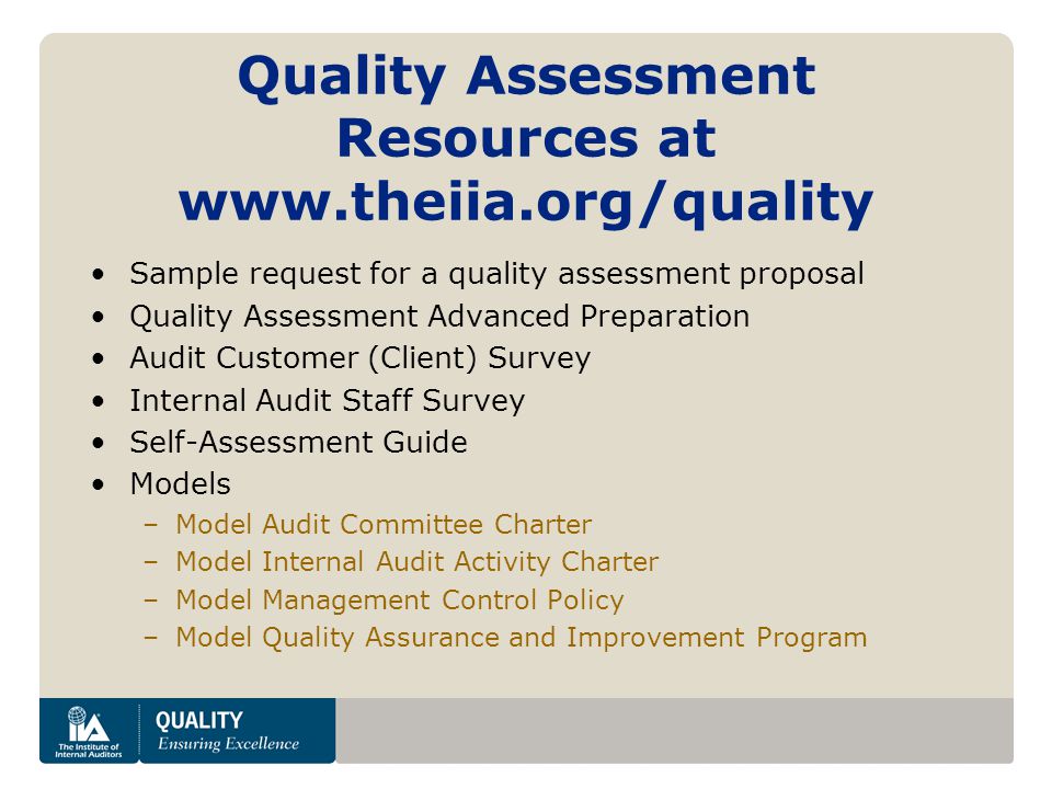 Quality Assessment Resources at