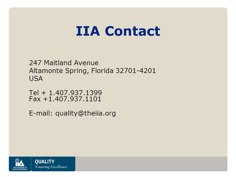 IIA Contact 247 Maitland Avenue Altamonte Spring, Florida