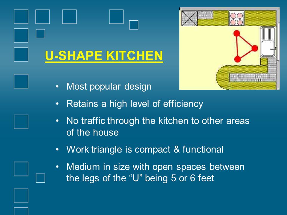 U-SHAPE KITCHEN Most popular design Retains a high level of efficiency