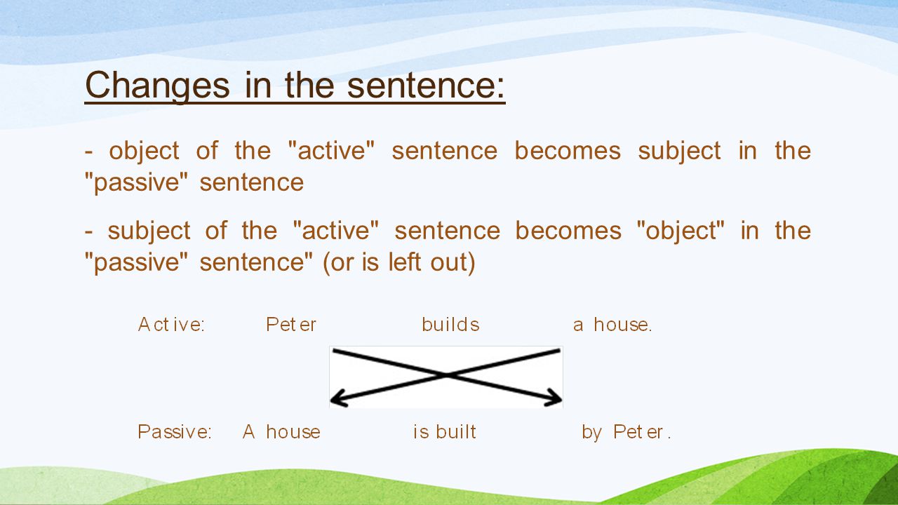 Changes in the sentence: