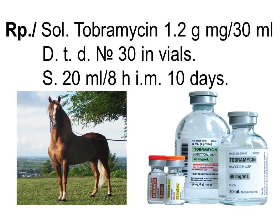 Rp./ Sol. Tobramycin 1.2 g mg/30 ml