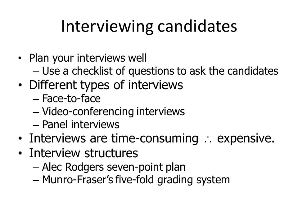 Interviewing candidates