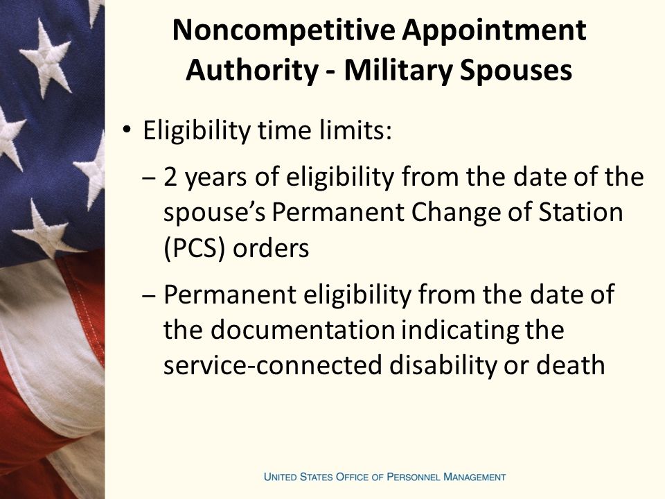 Noncompetitive Appointment Authority - Military Spouses