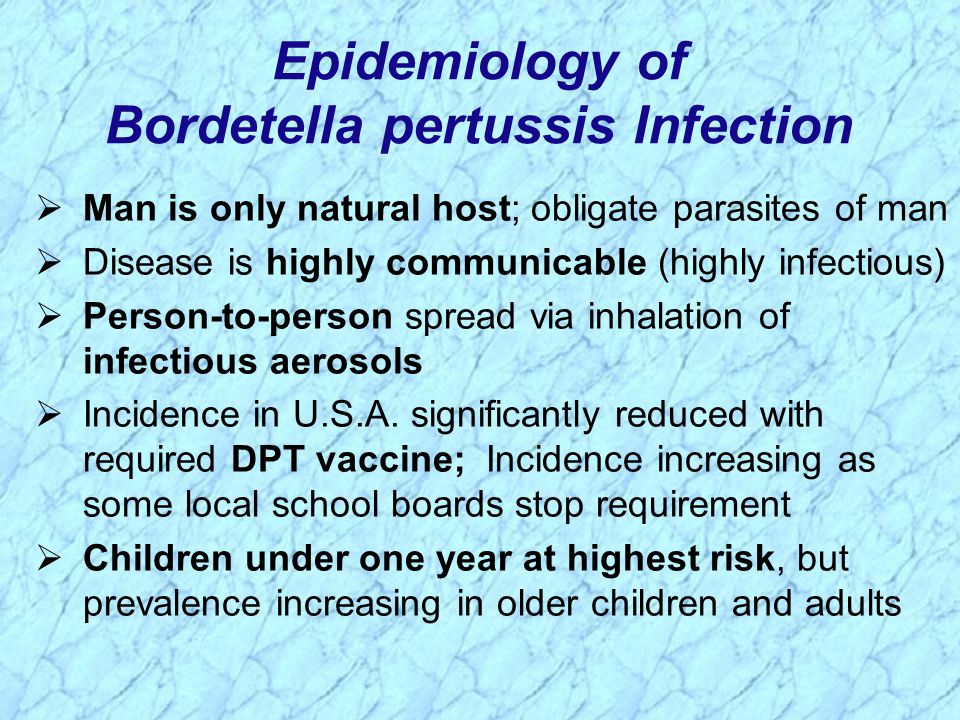 Epidemiology of Bordetella pertussis Infection