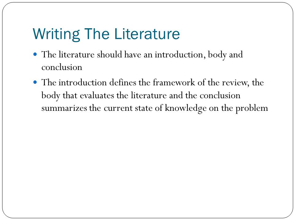 Writing The Literature