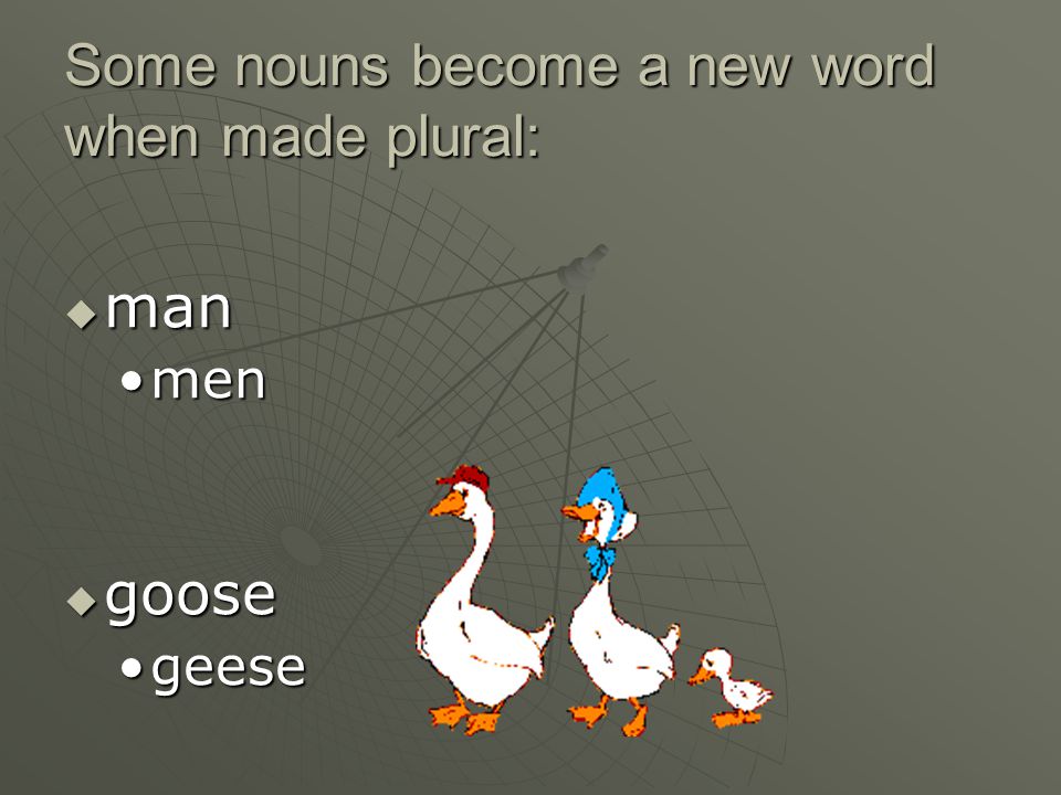 Some nouns become a new word when made plural: