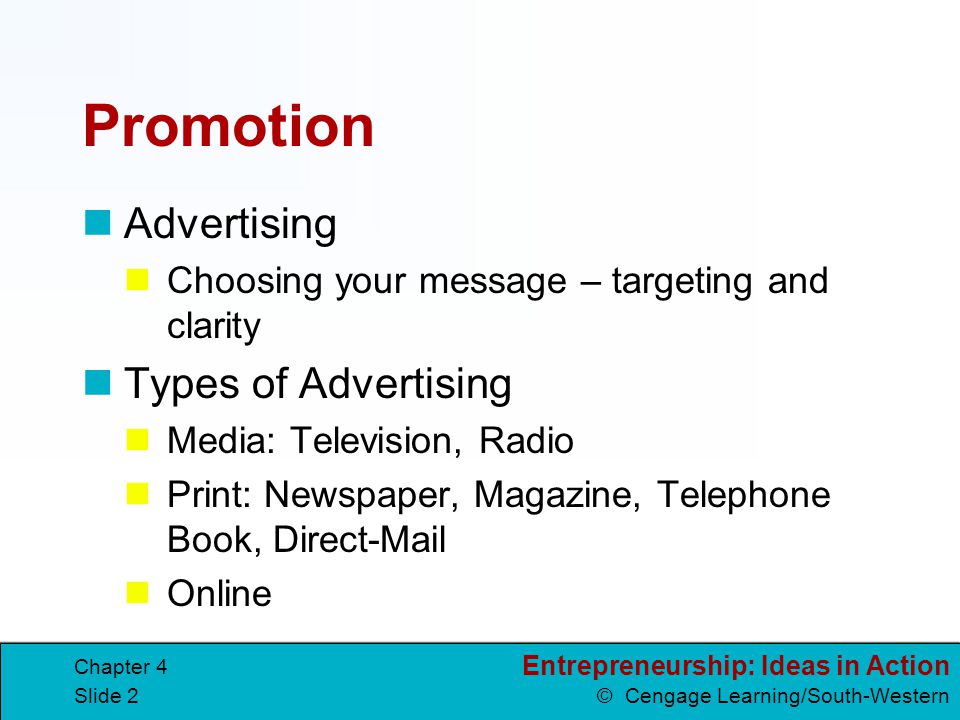Promotion Advertising Types of Advertising