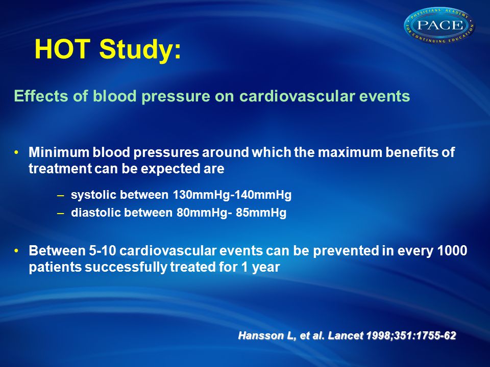 HOT Study: Effects of blood pressure on cardiovascular events