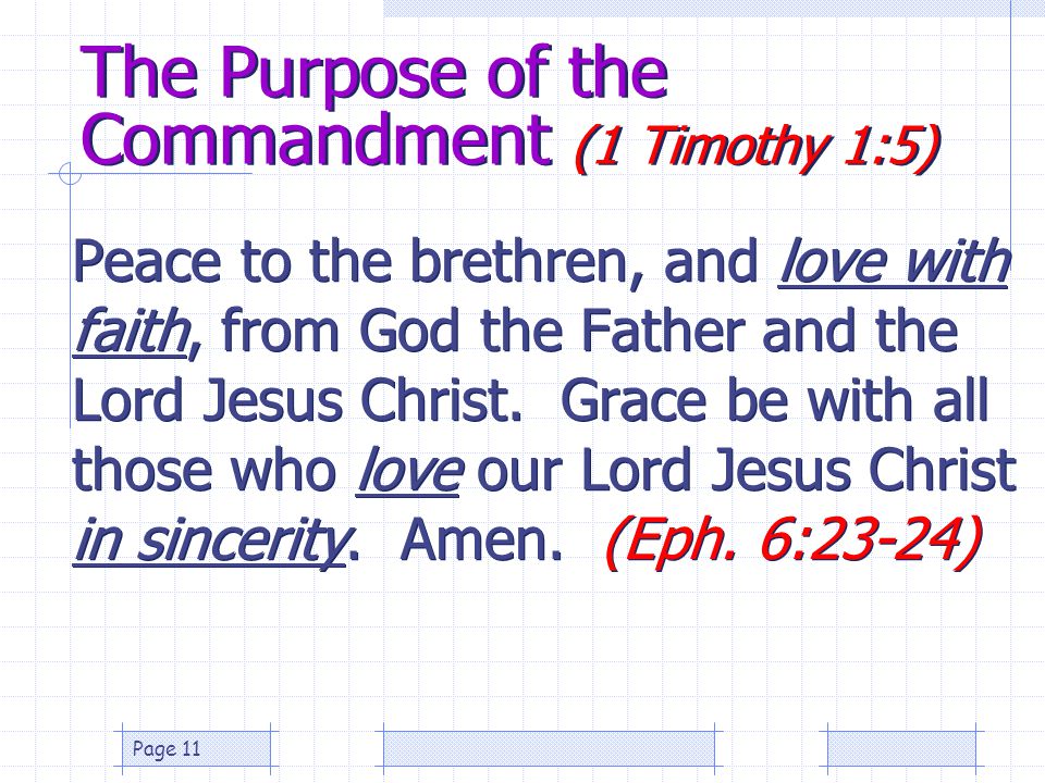 The Purpose of the Commandment (1 Timothy 1:5)