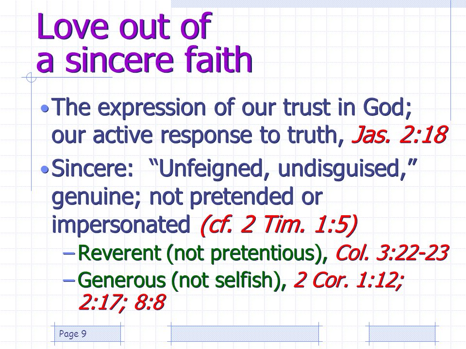 Love out of a sincere faith