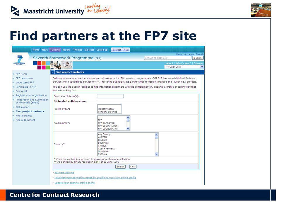 Find partners at the FP7 site