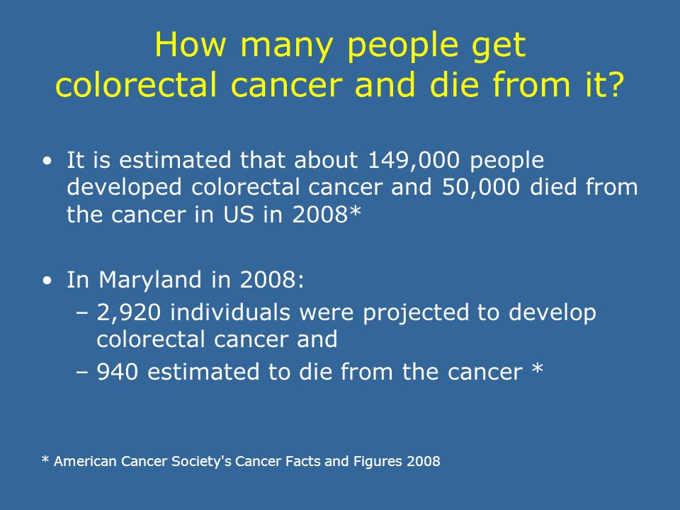 Did you know that colorectal cancer is the second leading cause of cancer deaths in Maryland