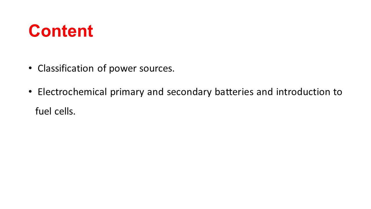 Content Classification of power sources.