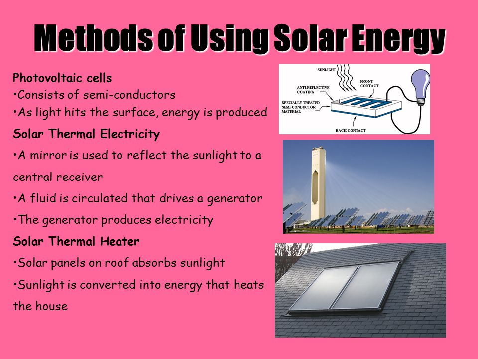 Methods of Using Solar Energy