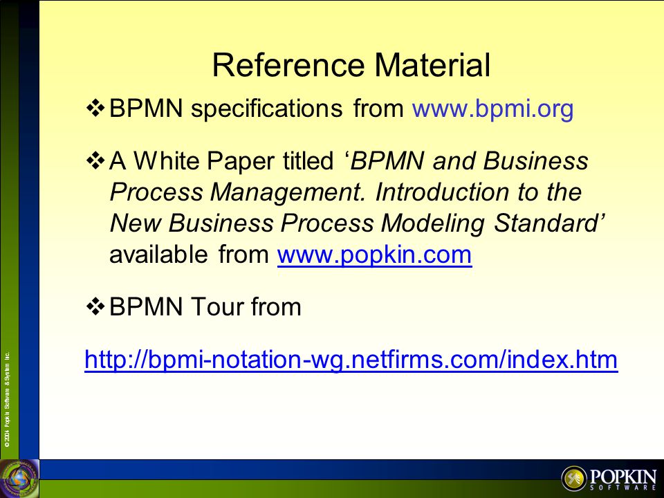 Reference Material BPMN specifications from