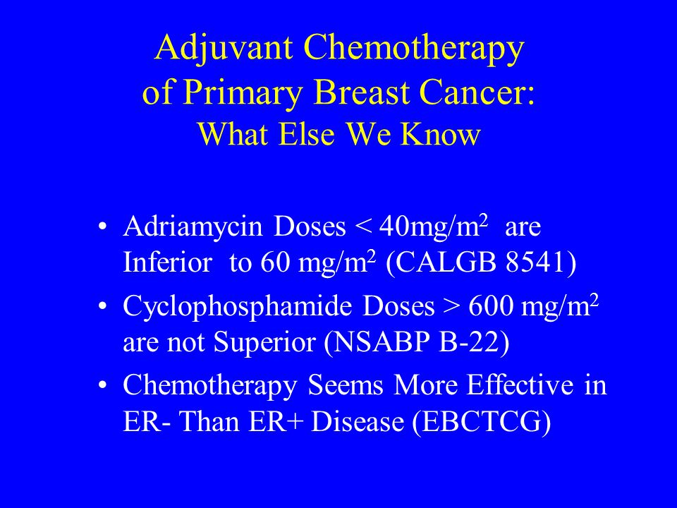 Adjuvant Chemotherapy of Primary Breast Cancer: What Else We Know