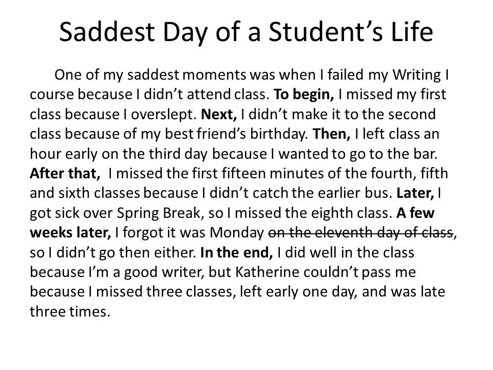 essay the saddest day in my life