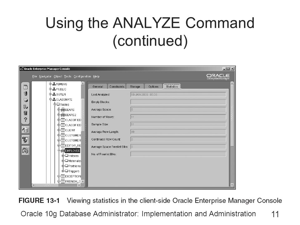 analyze database oracle 10g