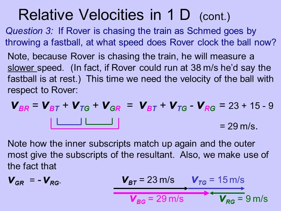 Relative Velocities in 1 D (cont.)