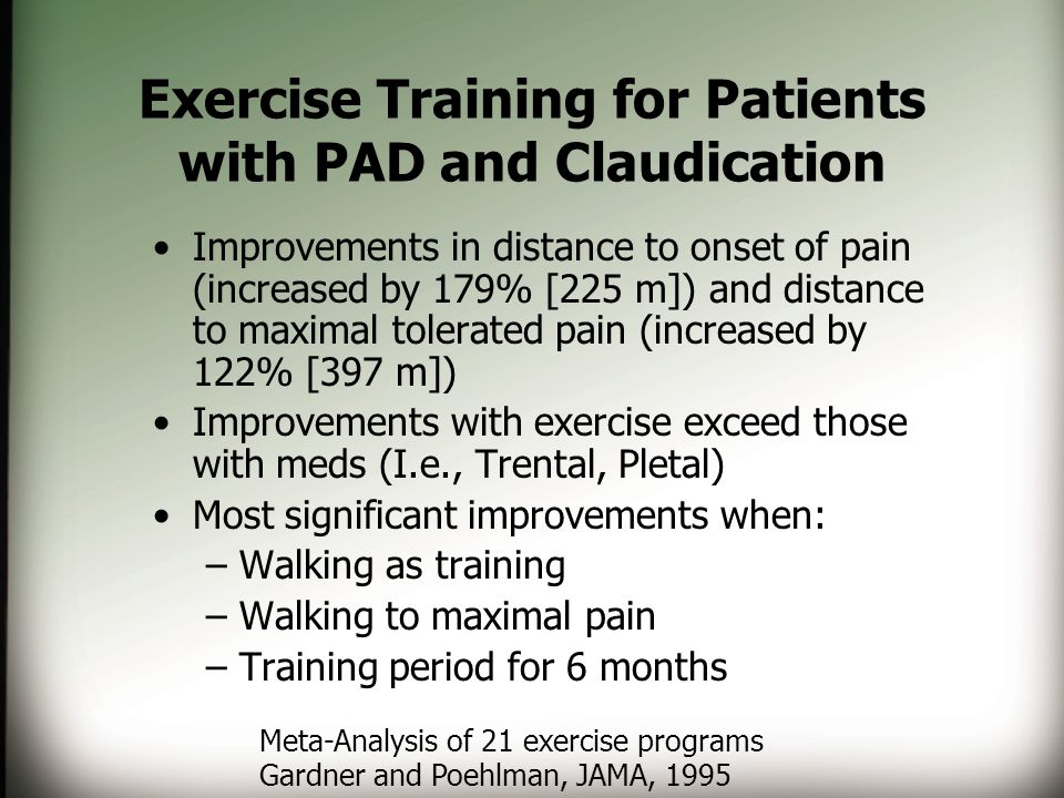 Exercise Training for Patients with PAD and Claudication
