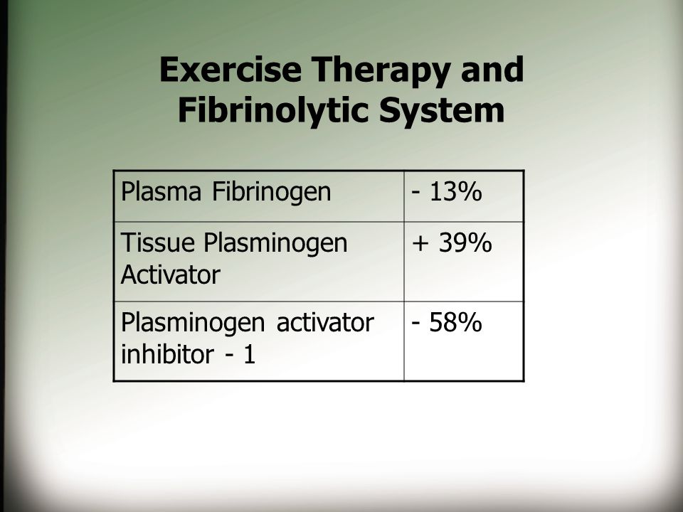 Exercise Therapy and Fibrinolytic System