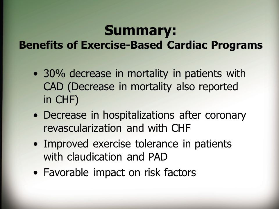 Summary: Benefits of Exercise-Based Cardiac Programs