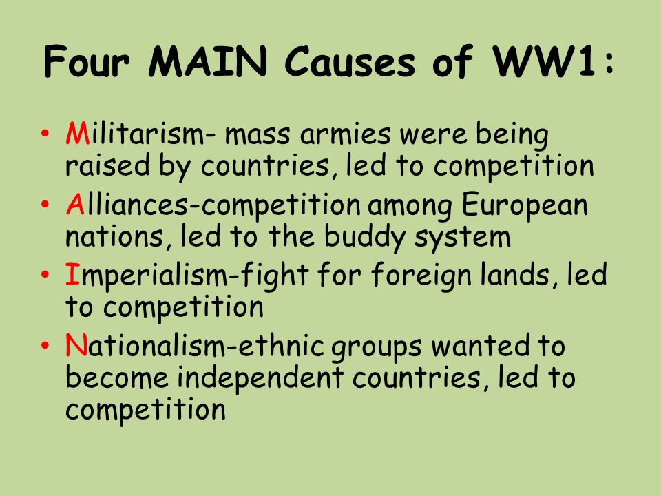 what were the 4 main causes of ww1