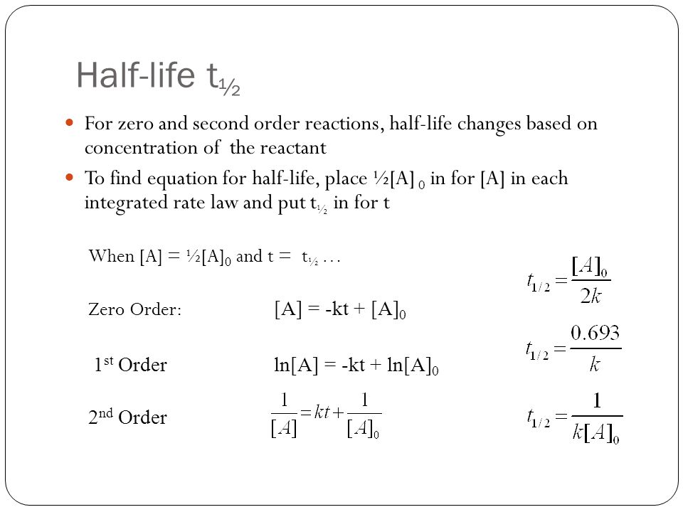 half life equations verat