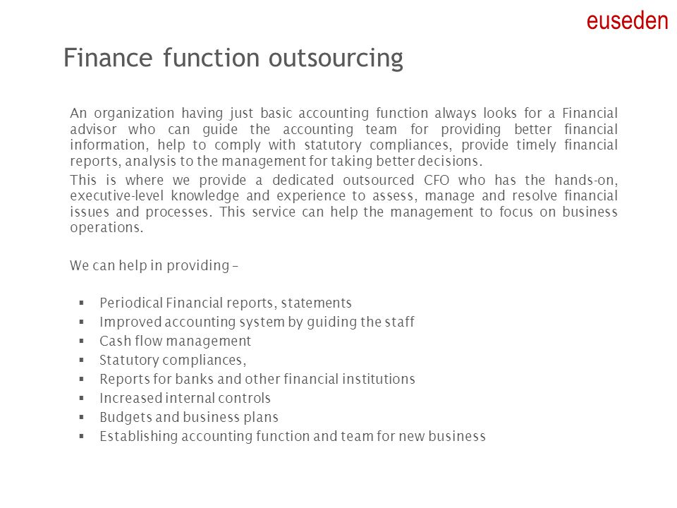 Finance function outsourcing