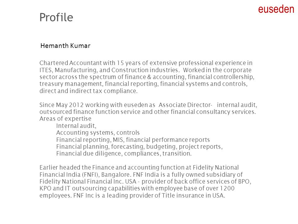 euseden Profile Hemanth Kumar