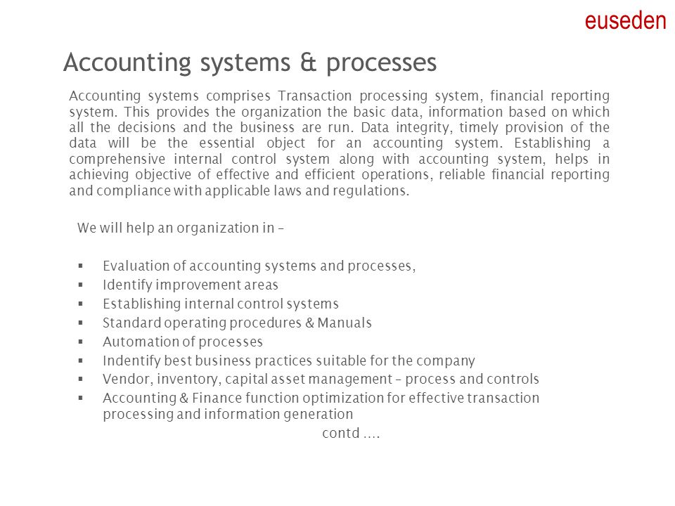 Accounting systems & processes