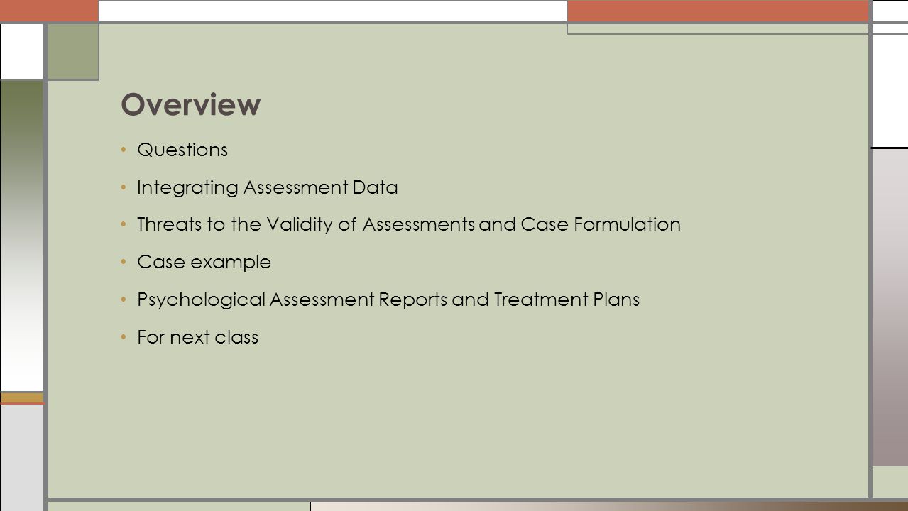Clinical assessment summary sample