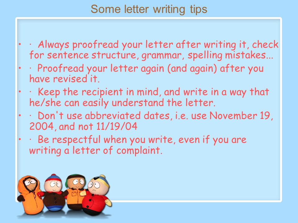 Some letter writing tips