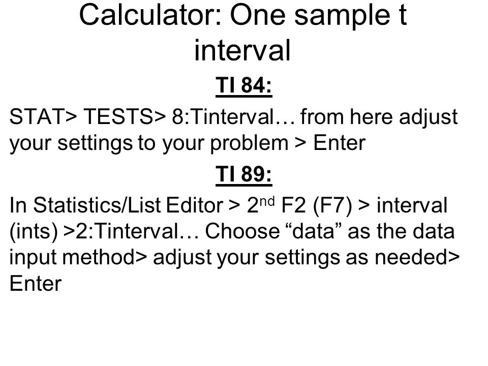 Calculator: One sample t interval