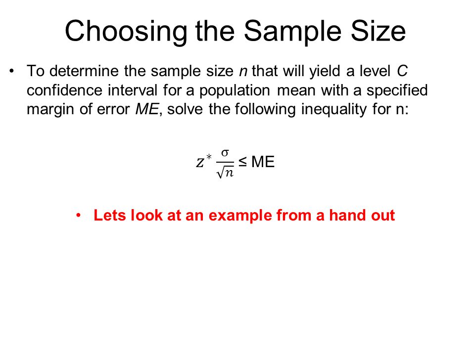 Choosing the Sample Size