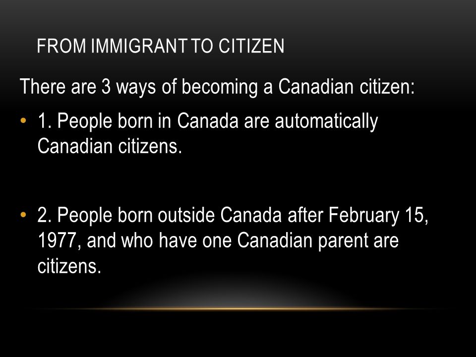 FROM Immigrant to citizen