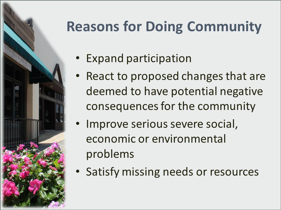 Reasons for Doing Community