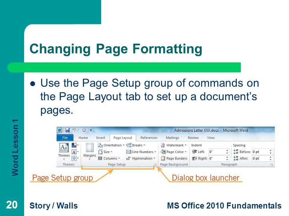 Changing Page Formatting