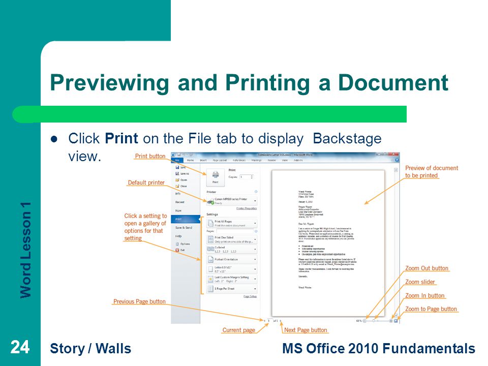 Previewing and Printing a Document